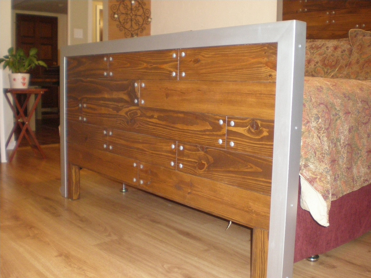 SOLD Custom Wood and Steel Bed Frame