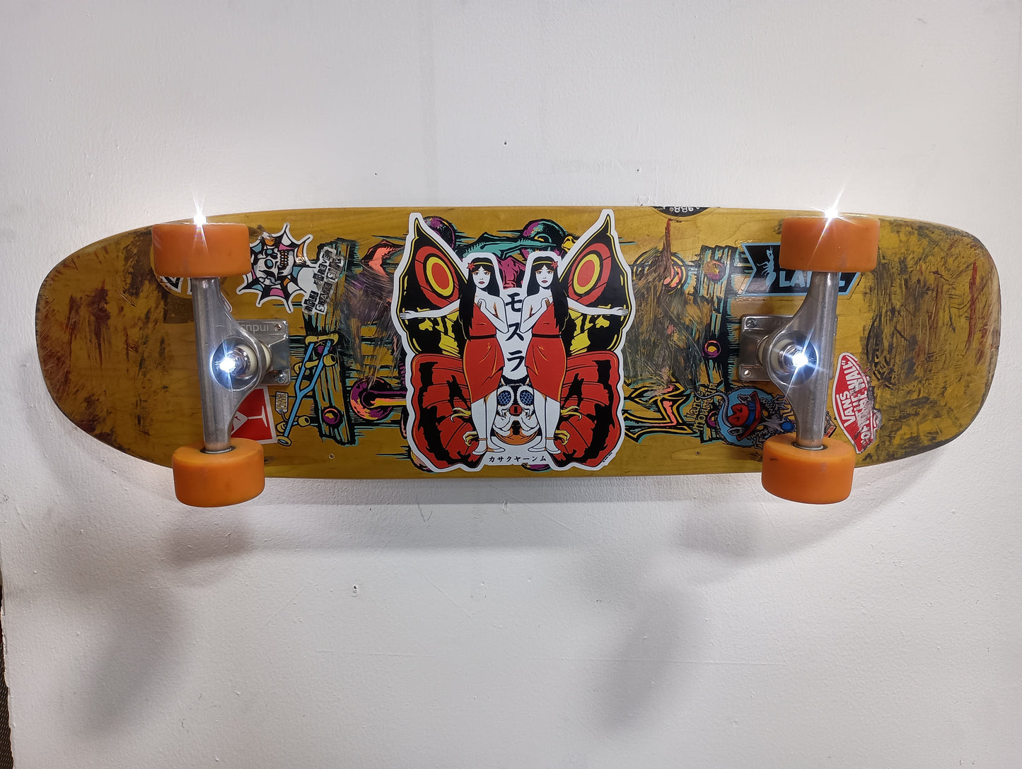 Kaiju themed skateboard wall sconce Mothra