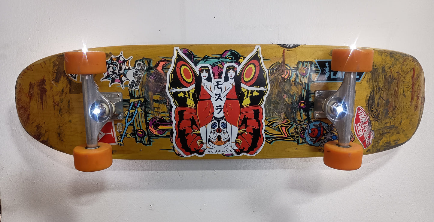 Kaiju themed skateboard wall sconce Mothra