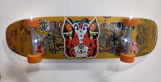 Kaiju themed skateboard wall sconce Mothra