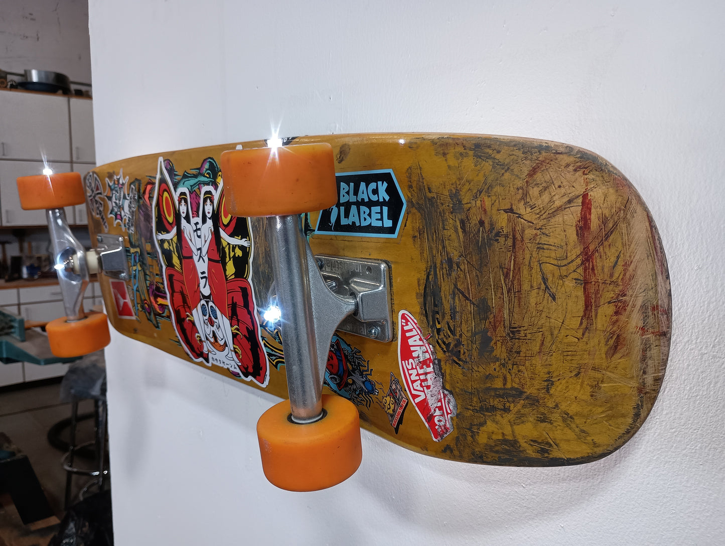 Kaiju themed skateboard wall sconce Mothra