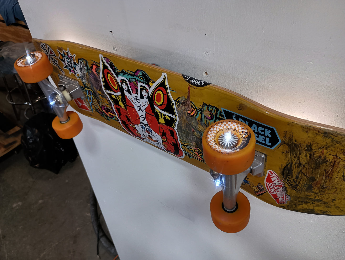 Kaiju themed skateboard wall sconce Mothra