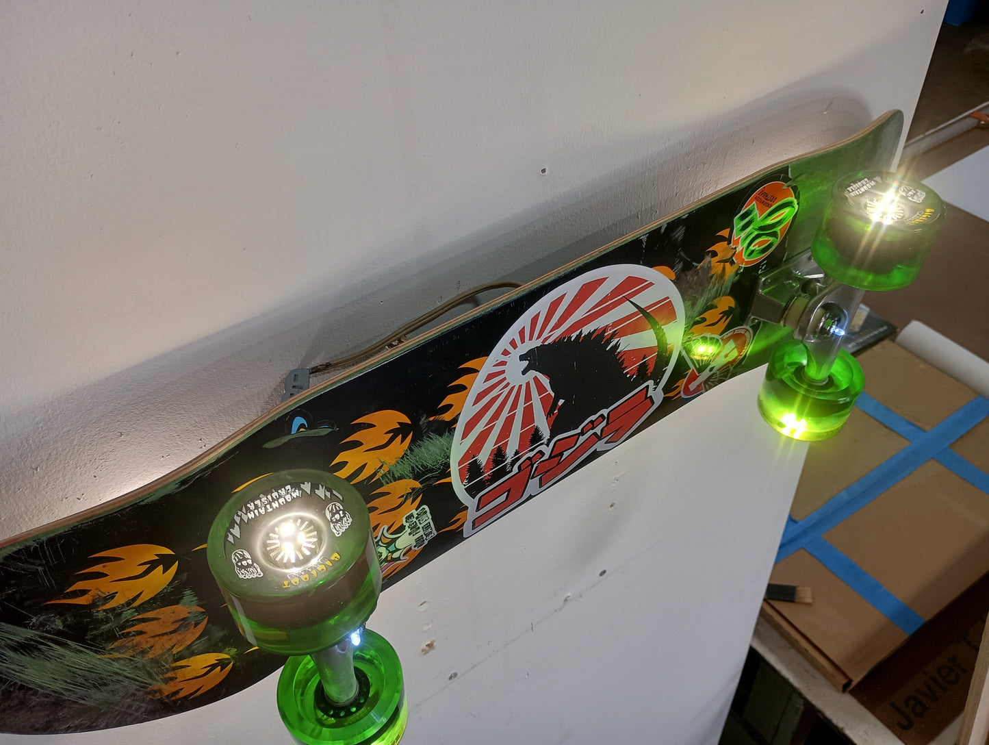 Kaiju themed skateboard wall sconce Godzilla