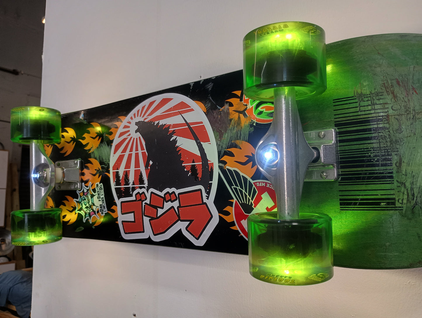 Kaiju themed skateboard wall sconce Godzilla