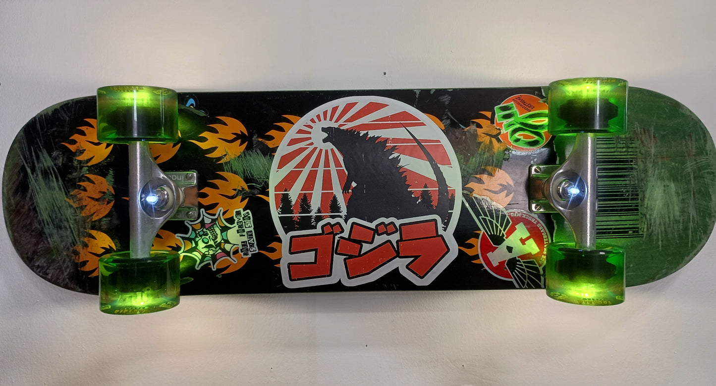 Kaiju themed skateboard wall sconce Godzilla