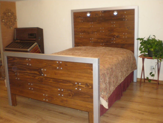 SOLD Custom Wood and Steel Bed Frame